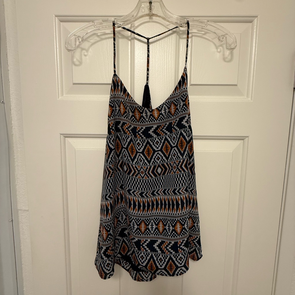 Collective Concepts Navy And Orange Strappy Top
